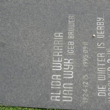 WYK Alida Weraria, van nee BRUWER 1924-1995