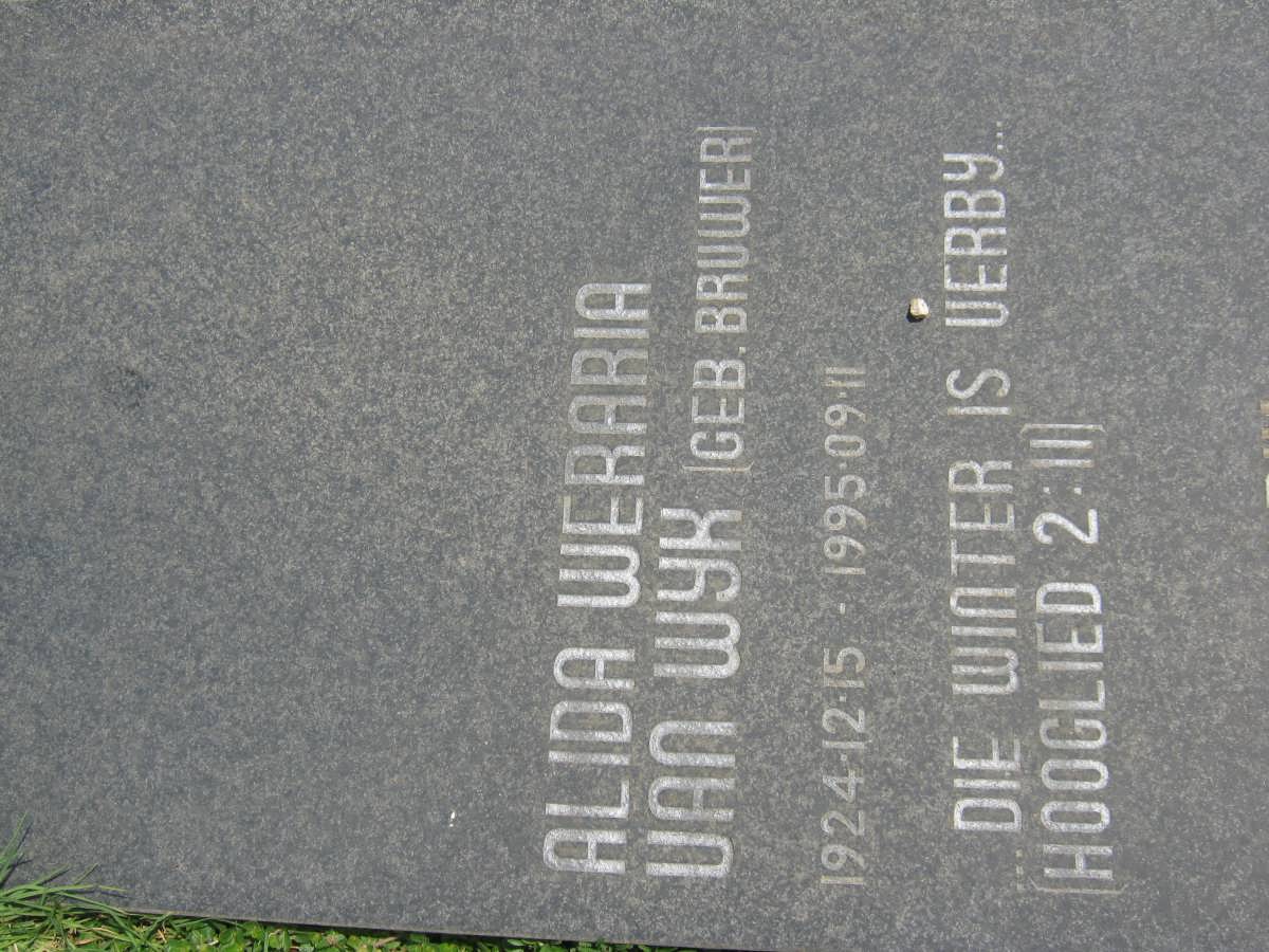 WYK Alida Weraria, van nee BRUWER 1924-1995