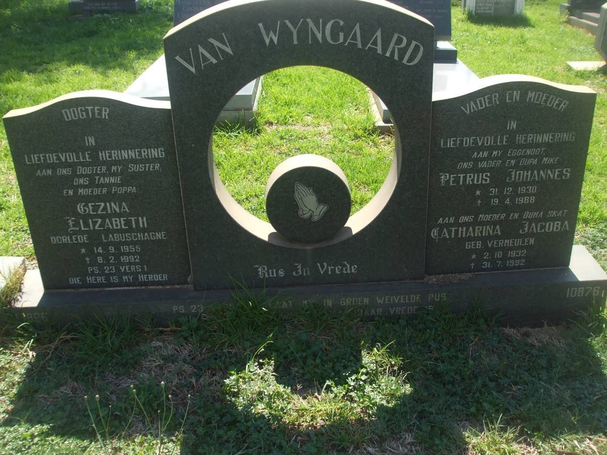 WYNGAARD Petrus Johannes, van  1930-1988 &amp; Catharina Jacoba VERMEULEN 1932-1992