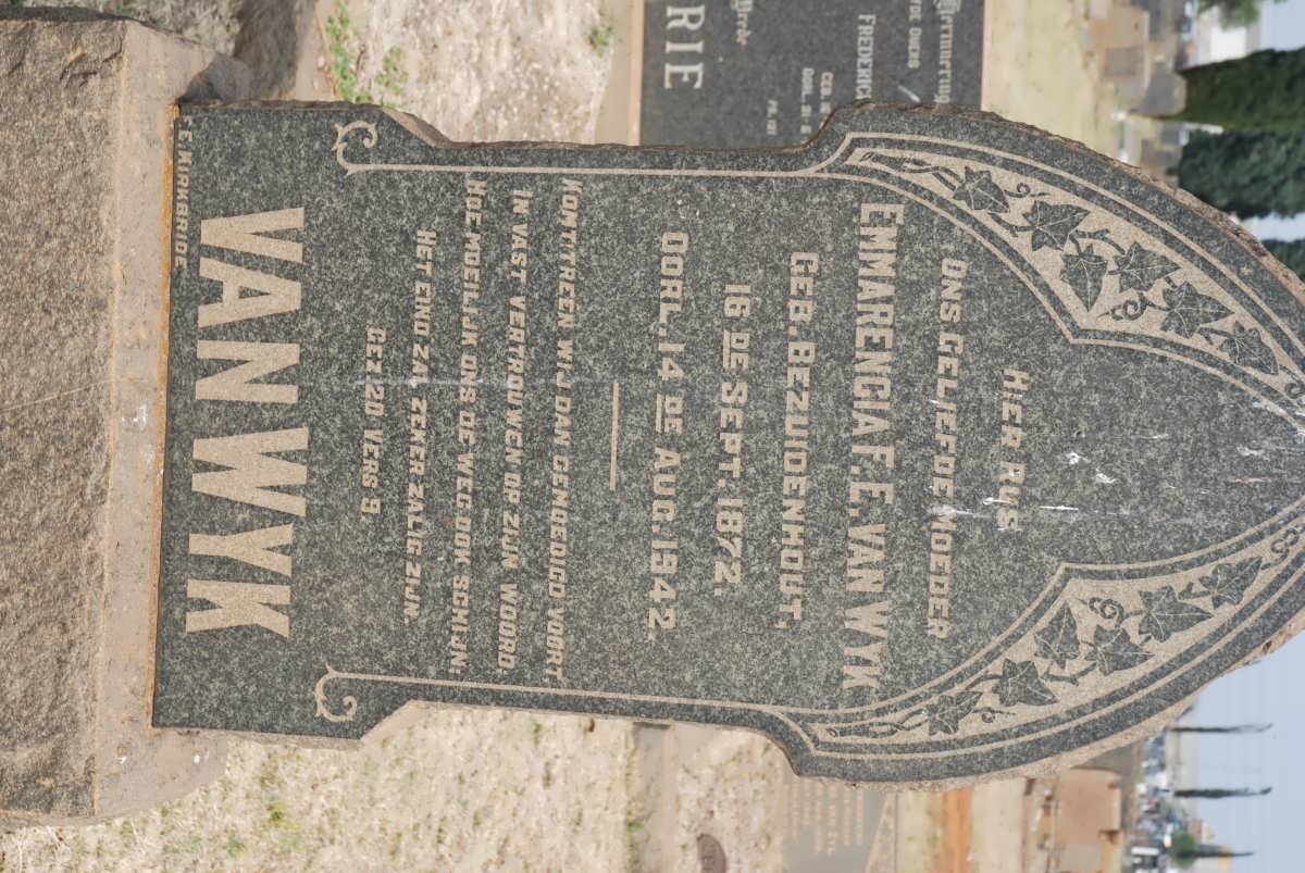 WYK Emmarencia F.E., van nee BEZUIDENHOUT 1872-1942