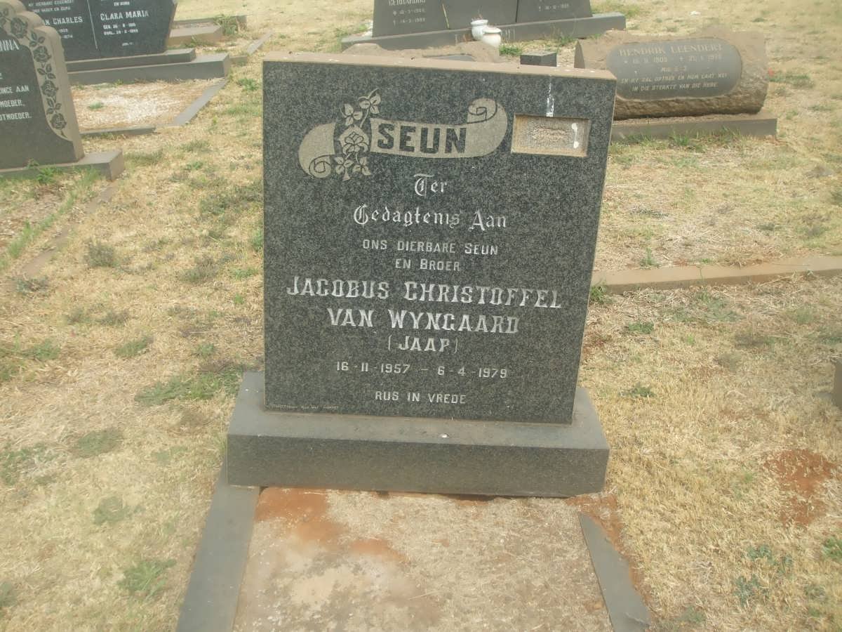 WYNGAARD Jacobus Christoffel, van 1957-1979