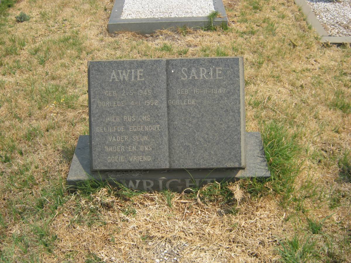WRIGHT Awie 1945-1992 &amp; Sarie 1947-