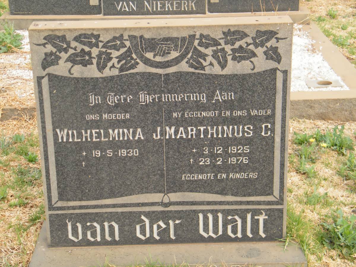 WALT Marthinus C., van der 1925-1976 &amp; Wilhelmina J. 1930-