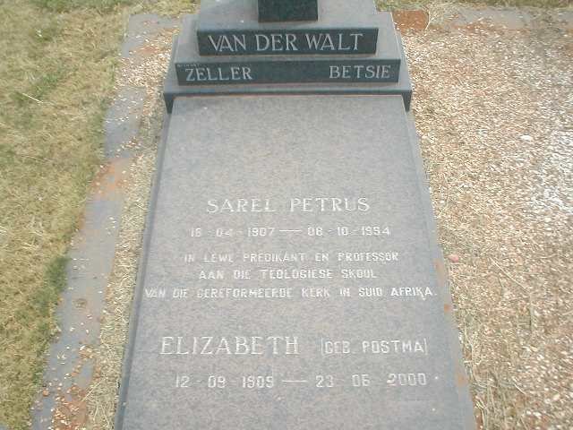 WALT Sarel Petrus, van der 1907-1954 &amp; Elizabeth POSTMA 1909-2000