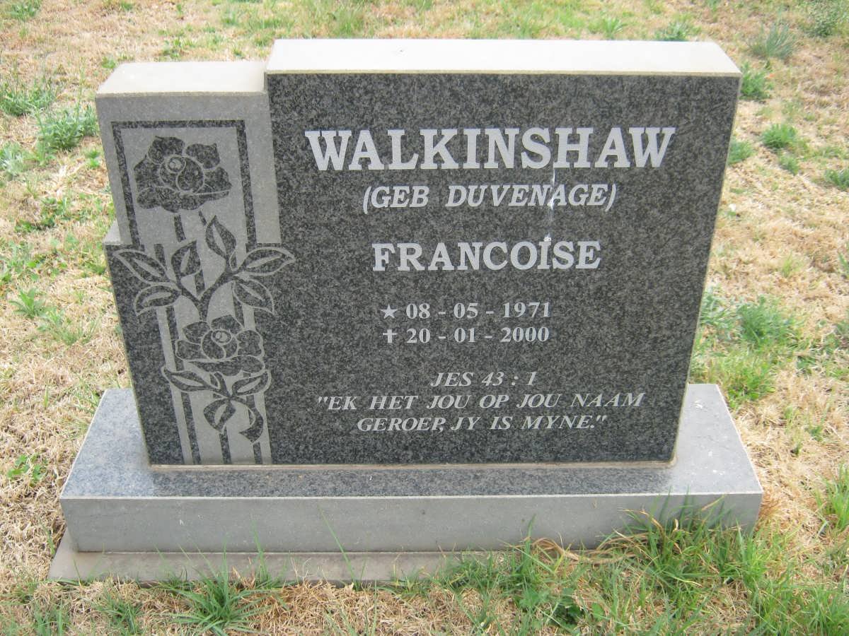 WALKINSHAW Francoise nee DUVENAGE 1971-2000