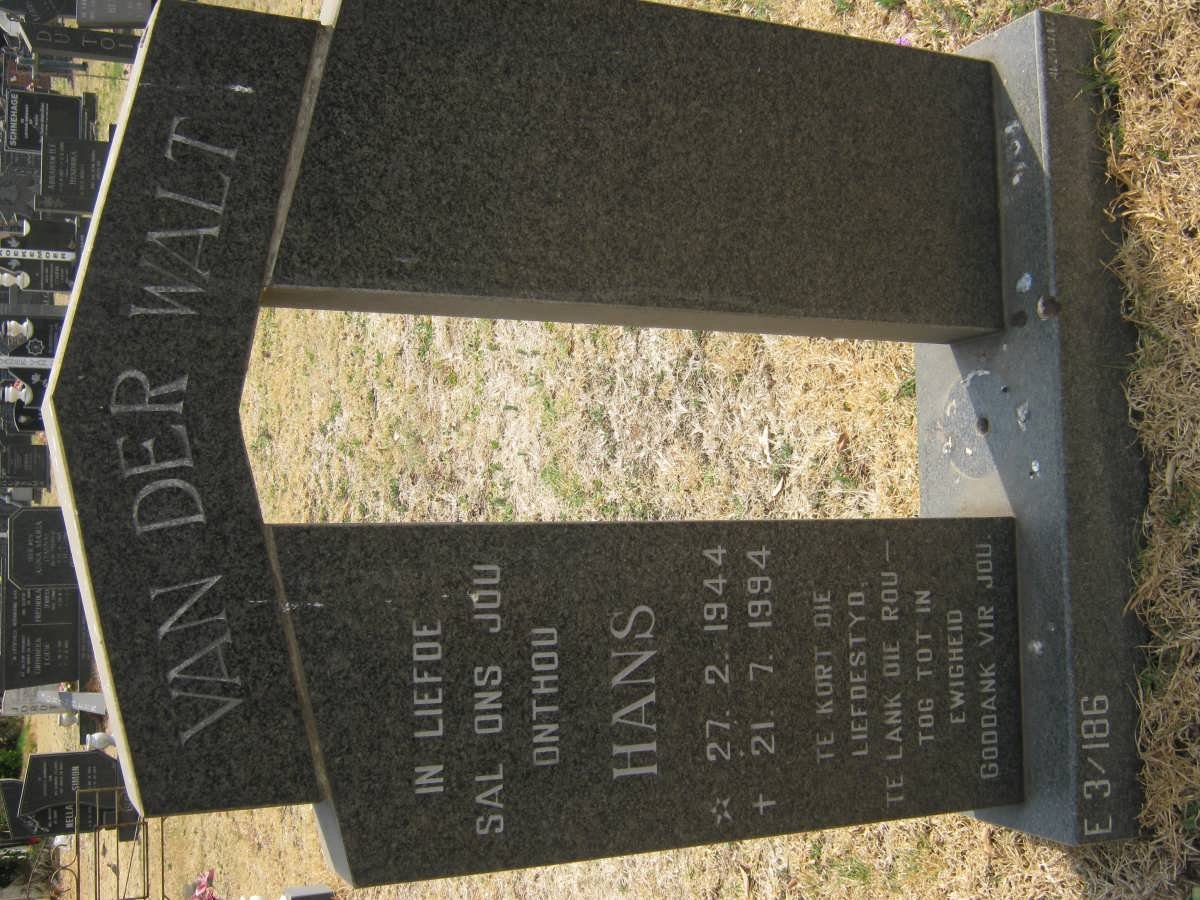WALT Hans, van der 1944-1994