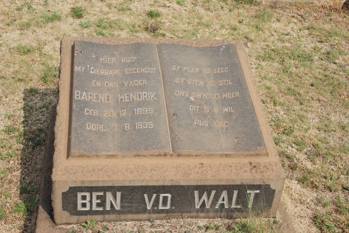 WALT Barend Hendrik, v.d. 1899-1939