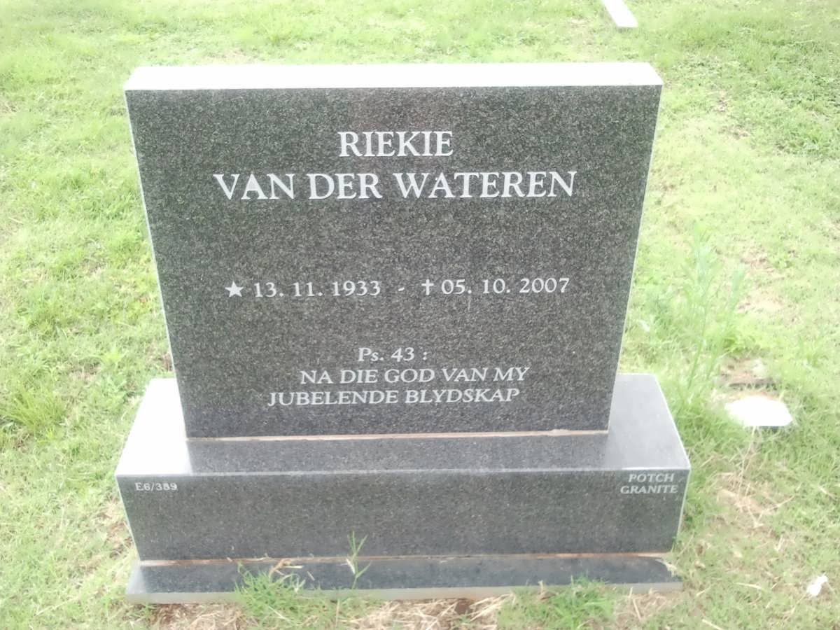 WATEREN Riekie, van der 1933-2007