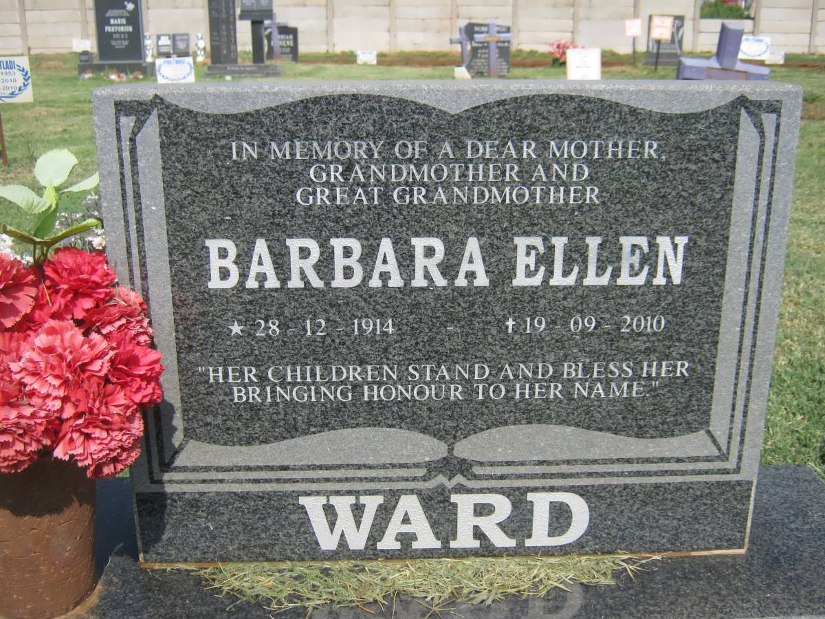 WARD Barbara Ellen 1914-2010