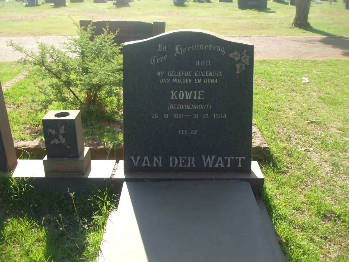 WATT Kowie, van der nee BEZUIDENHOUT 1891-1964