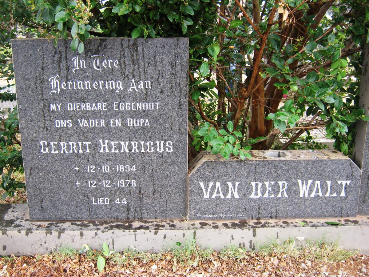 WALT Gerrit Hendricus, van der 1894-1978