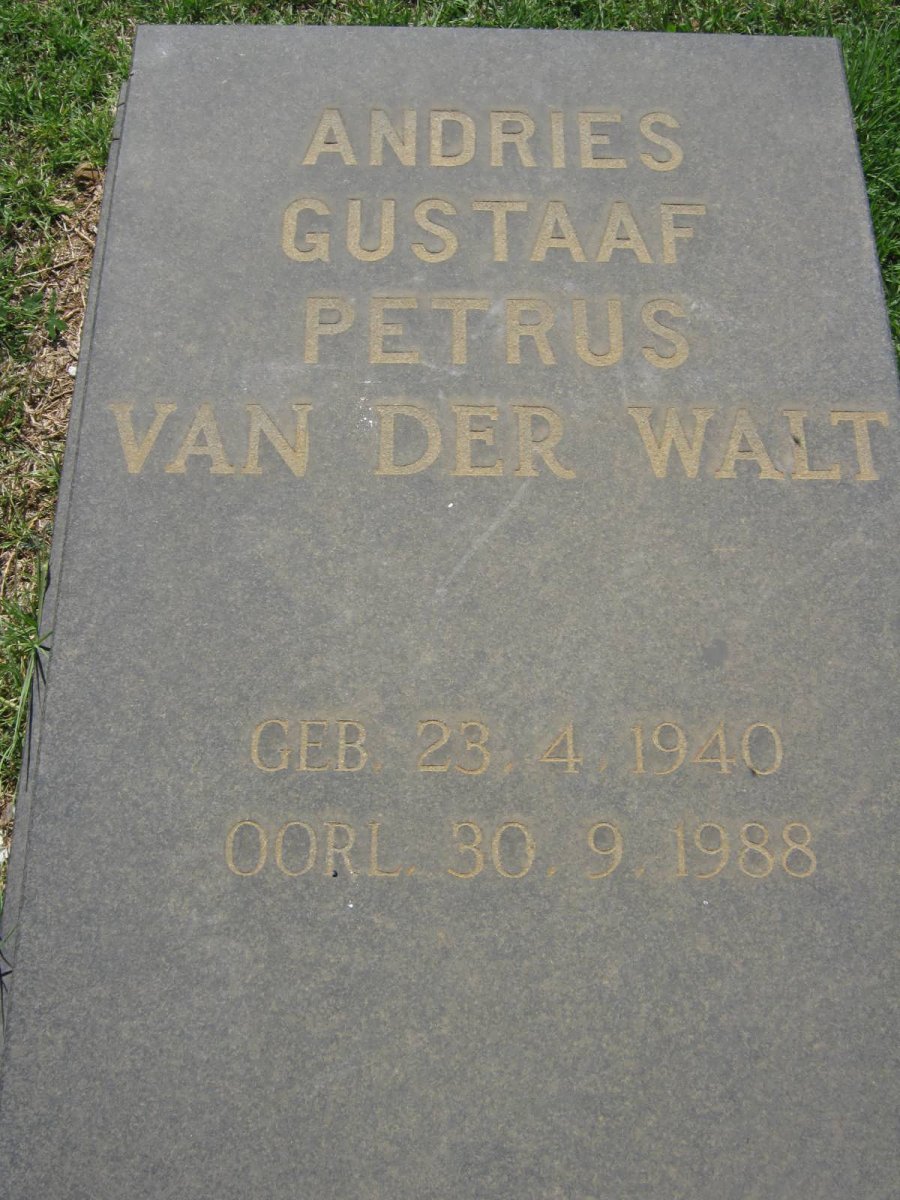 WALT Andries Gustaaf Petrus, van der 1940-1988