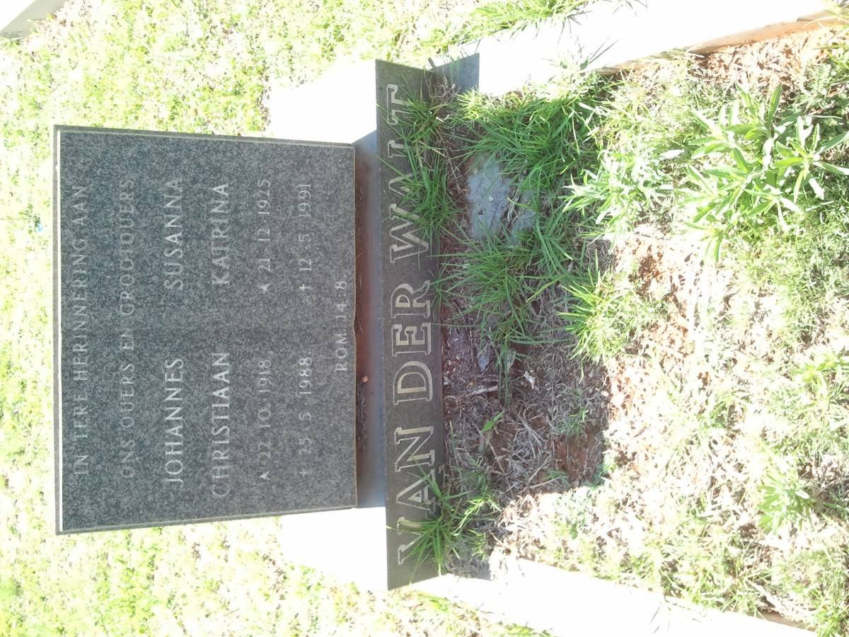 WALT Johannes Christiaan, van der 1918-1988 &amp;  Susanna Katrina 1925-1991