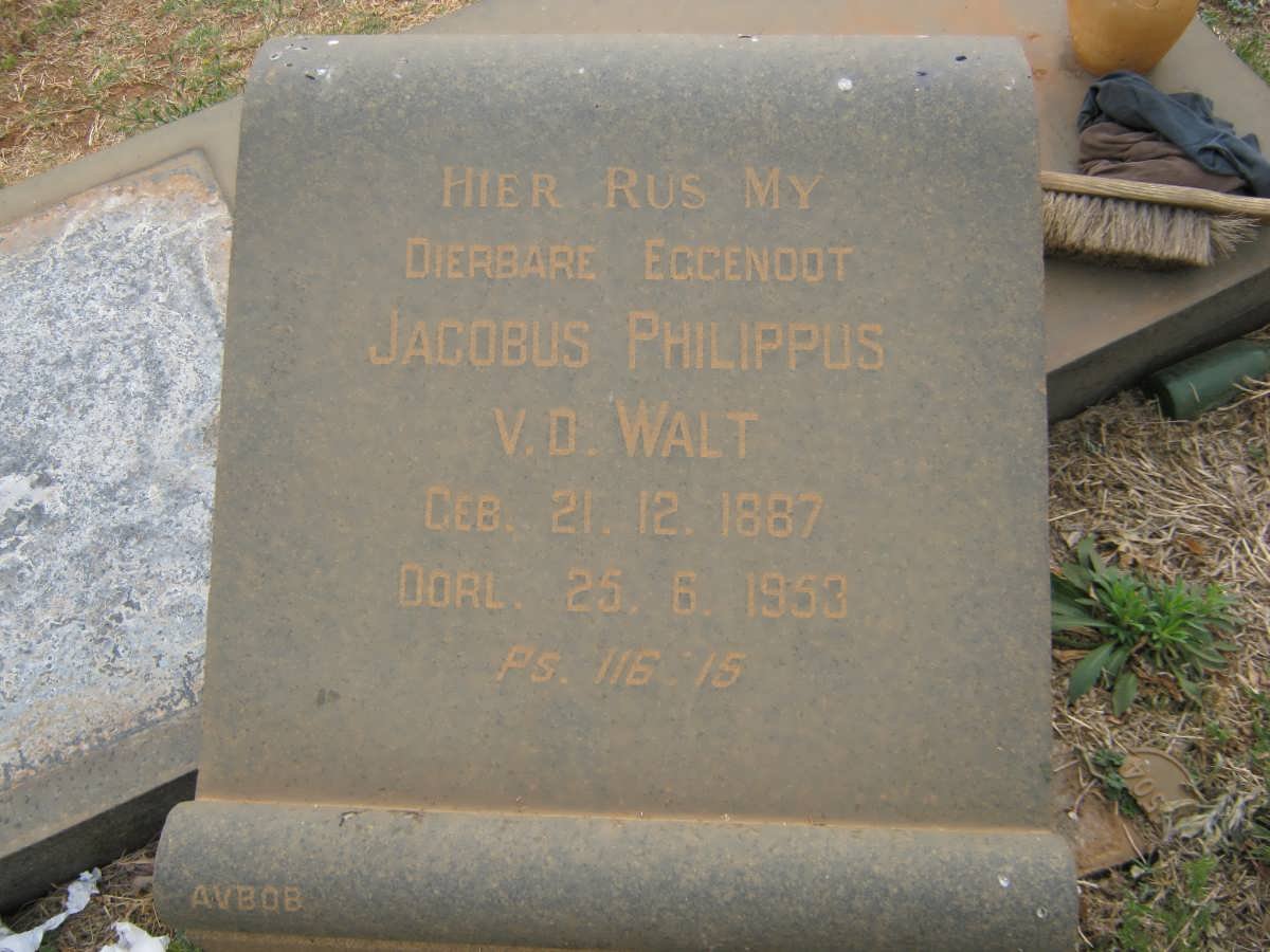 WALT Jacobus Philippus, v.d. 1887-1953