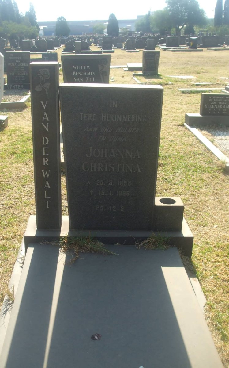 WALT Johanna Christina, van der 1895-1986
