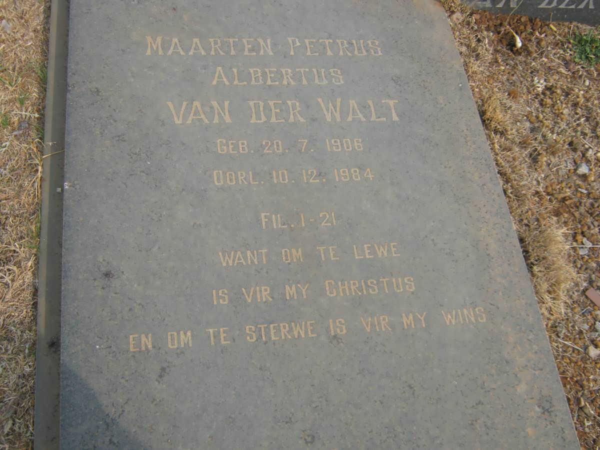 WALT Maarten Petrus Albertus, van der 1906-1984  