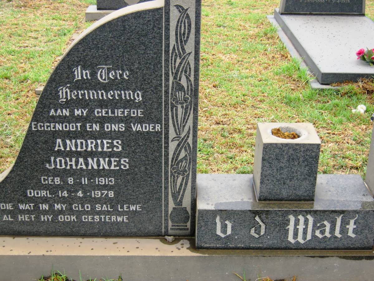WALT Andries Johannes, v.d. 1913-1978
