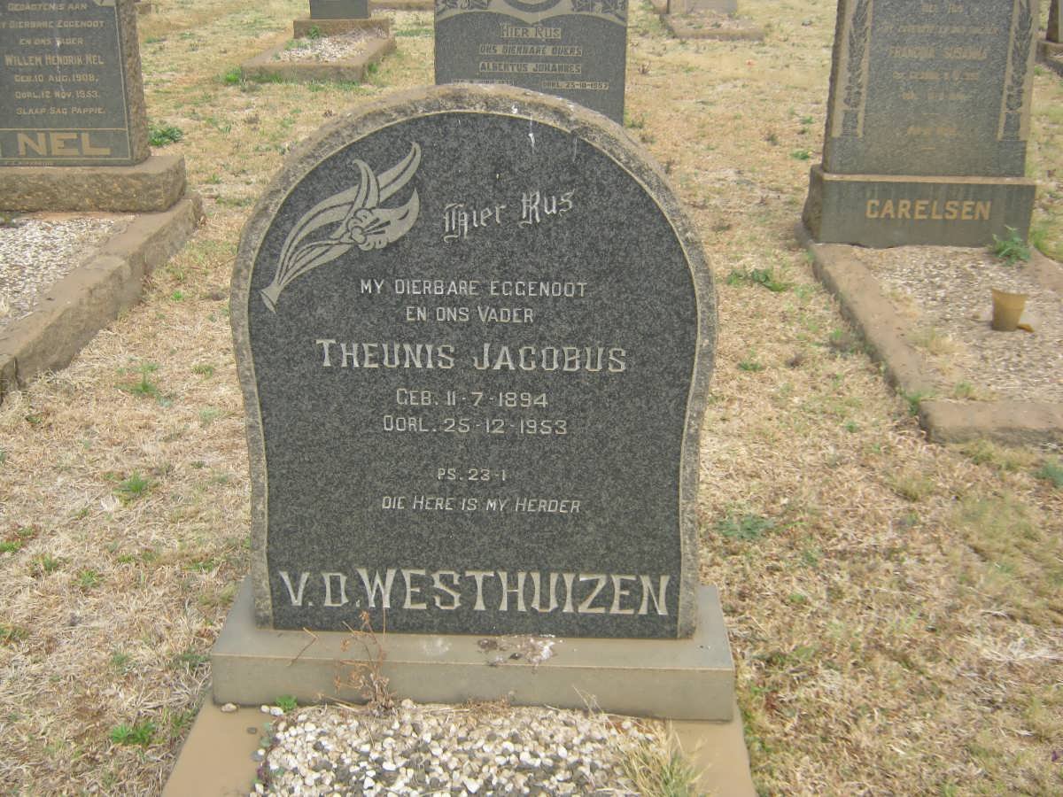 WESTHUIZEN Theunis Jacobus, v.d. 1894-1953