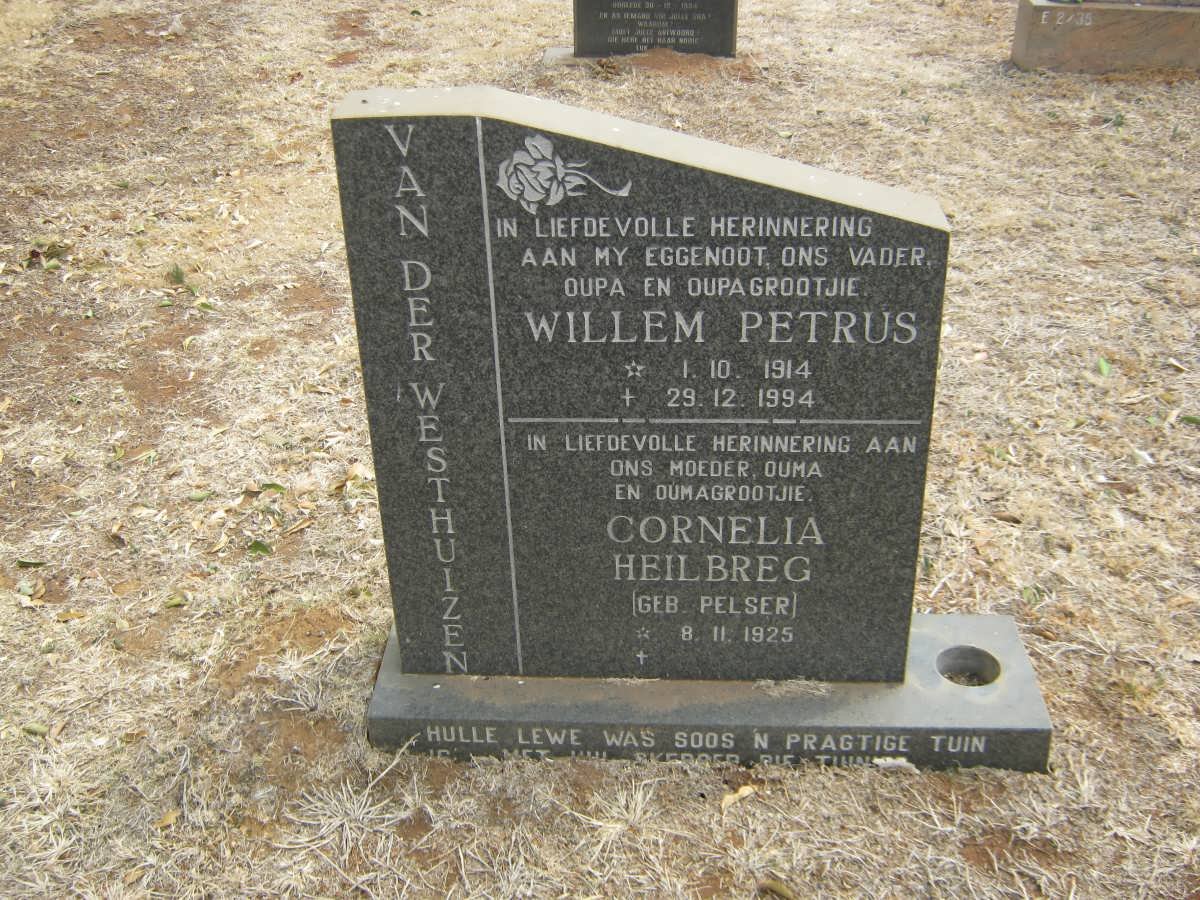 WESTHUIZEN Willem Petrus, van der 1914-1994 &amp; Cornelia Heilbreg PELSER 1925-