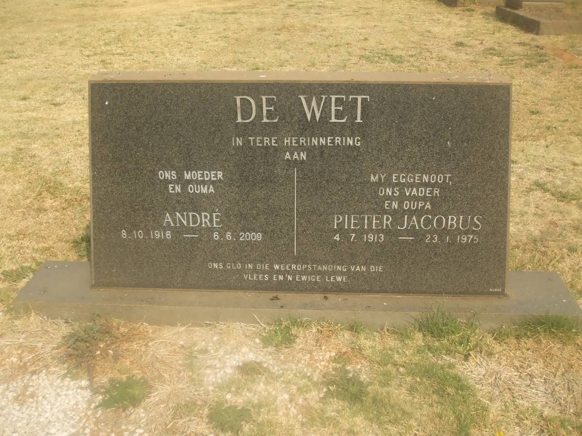 WET Pieter Jacobus, de 1913-1975 &amp; André 1916-2009