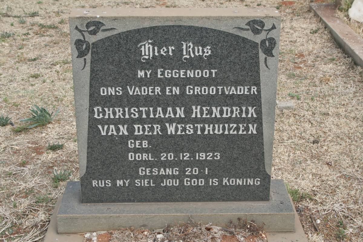 WESTHUIZEN Christiaan Hendrik, van der -1923
