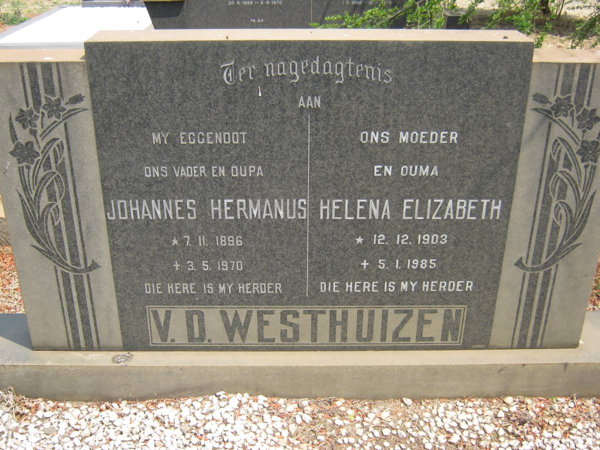 WESTHUIZEN Johannes Hermanus, v.d. 1896-1970 &amp; Helena Elizabeth 1903-1985