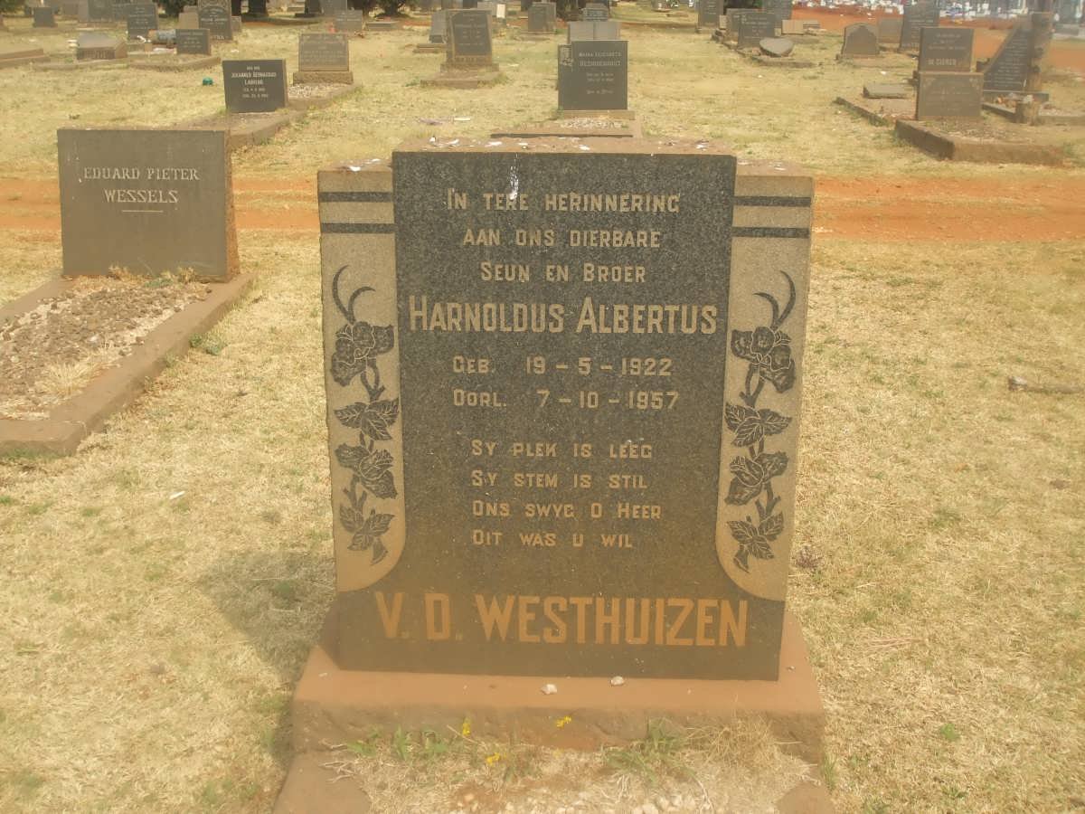 WESTHUIZEN Harnoldus Albertus, v.d. 1922-1957