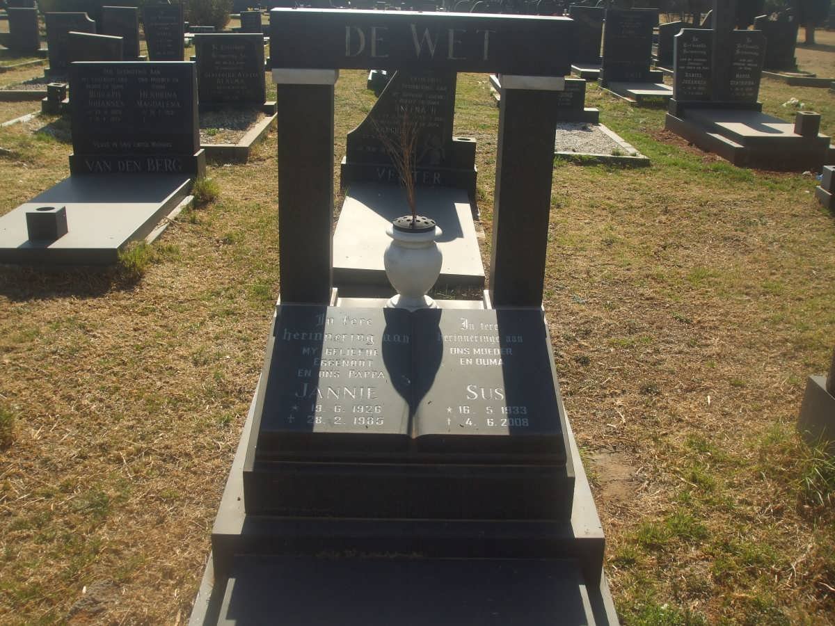 WET Jannie, de 1926-1985 &amp; Sus 1933-2008