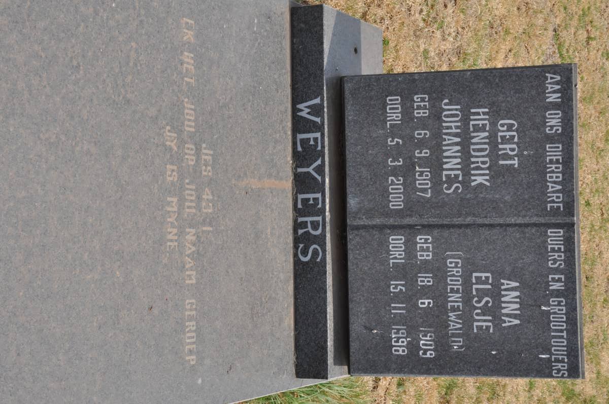 WEYERS Gert Hendrik Johannes 1907-2000 &amp; Anna Elsje GROENEWALD 1909-1998