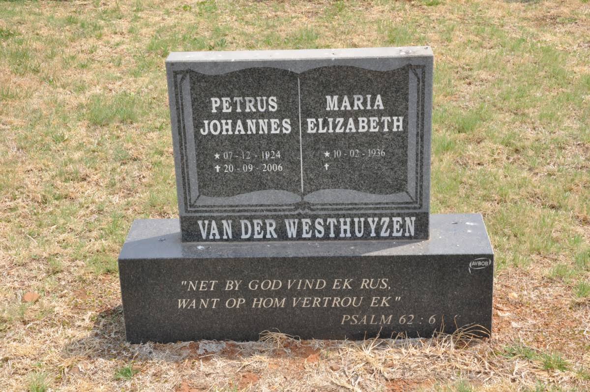 WESTHUIZEN Petrus Johannes, van der 1924-2006 &amp; Maria Elizabeth 1936-