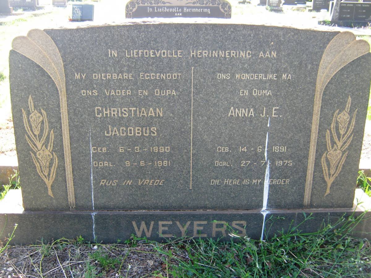 WEYERS Christiaan Jacobus 1890-1961 &amp; Anna J.E. 1891-1975