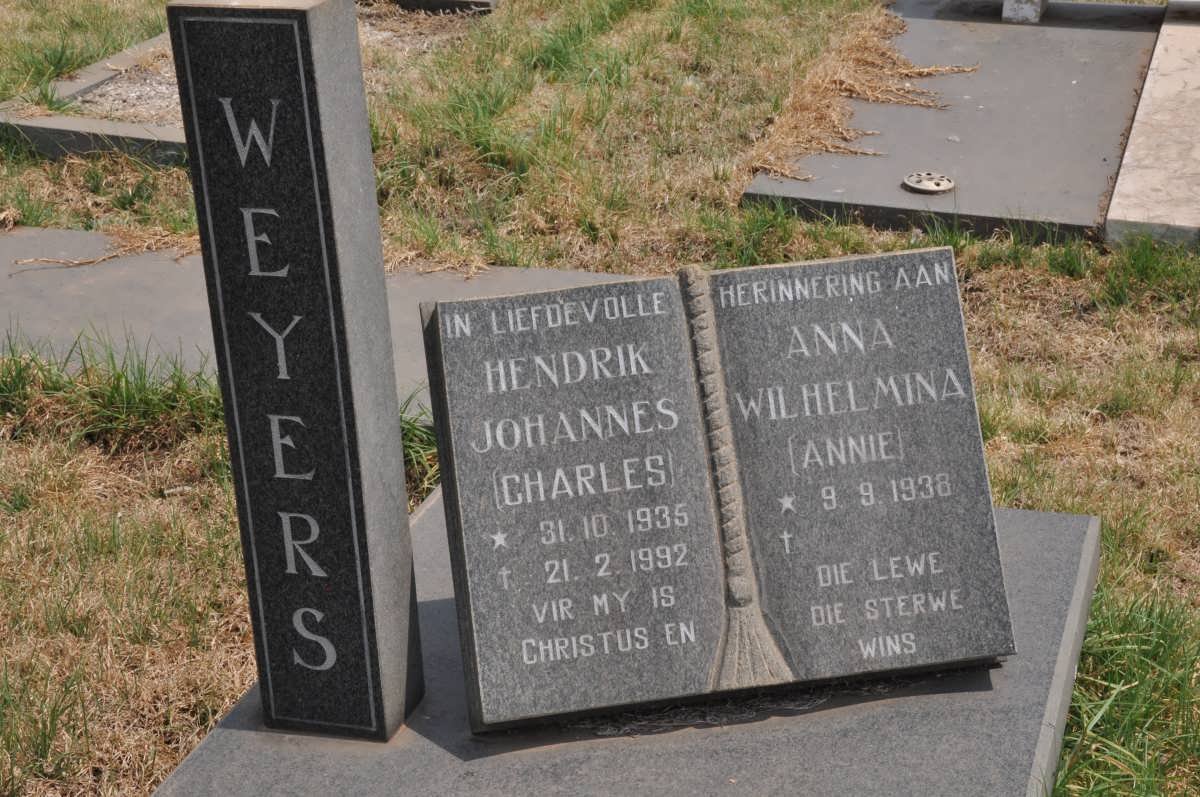 WEYERS Hendrik Johannes 1935-1992 &amp; Anna Wilhelmina 1938-
