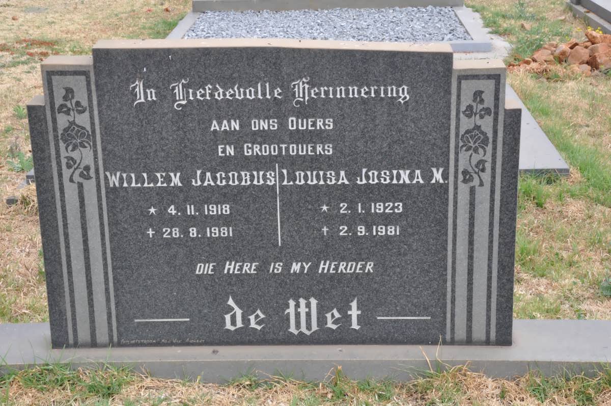 WET Willem Jacobus, de 1918-1981 &amp; Louisa Josina M. 1923-1981