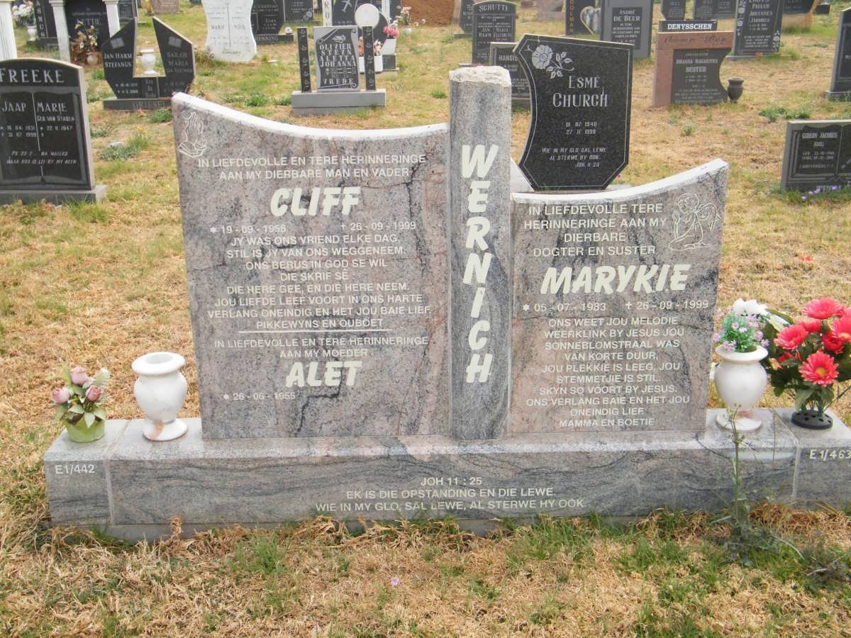 WERNICH Cliff 1956-1999 &amp; Alet 1955- :: WERNICH Marykie 1983-1999