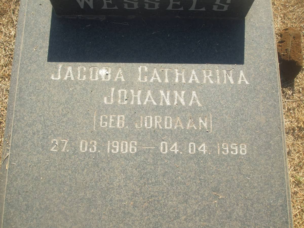 WESSELS Jacoba Catharina nee JORDAAN 1906-1998