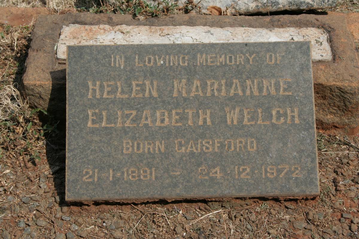 WELCH Helen Marianne Elizabeth nee GAISFORD 1881-1972