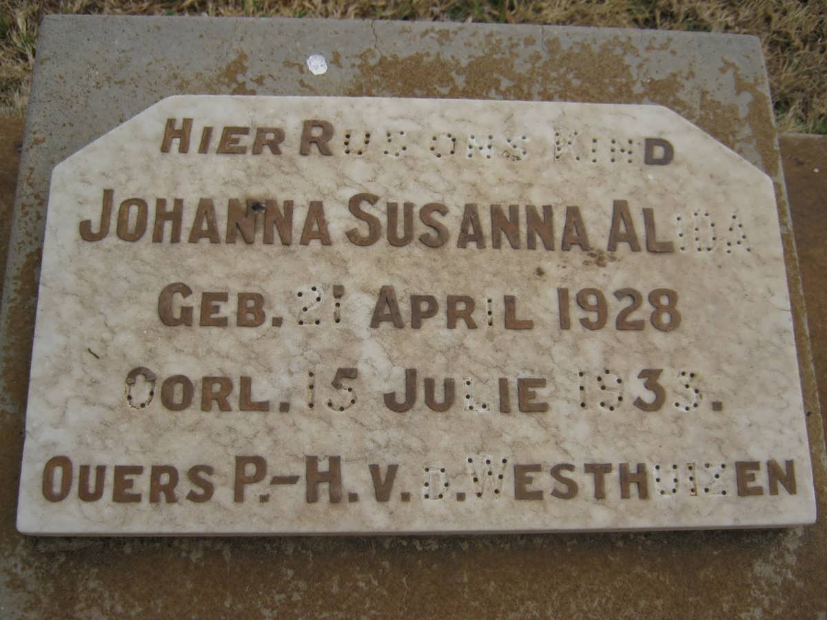 WESTHUIZEN Johanna Susanna Alida, v.d. 1928-1933