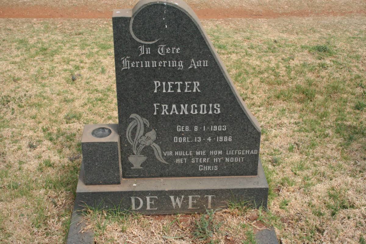WET Pieter Francois, de 1903-1986