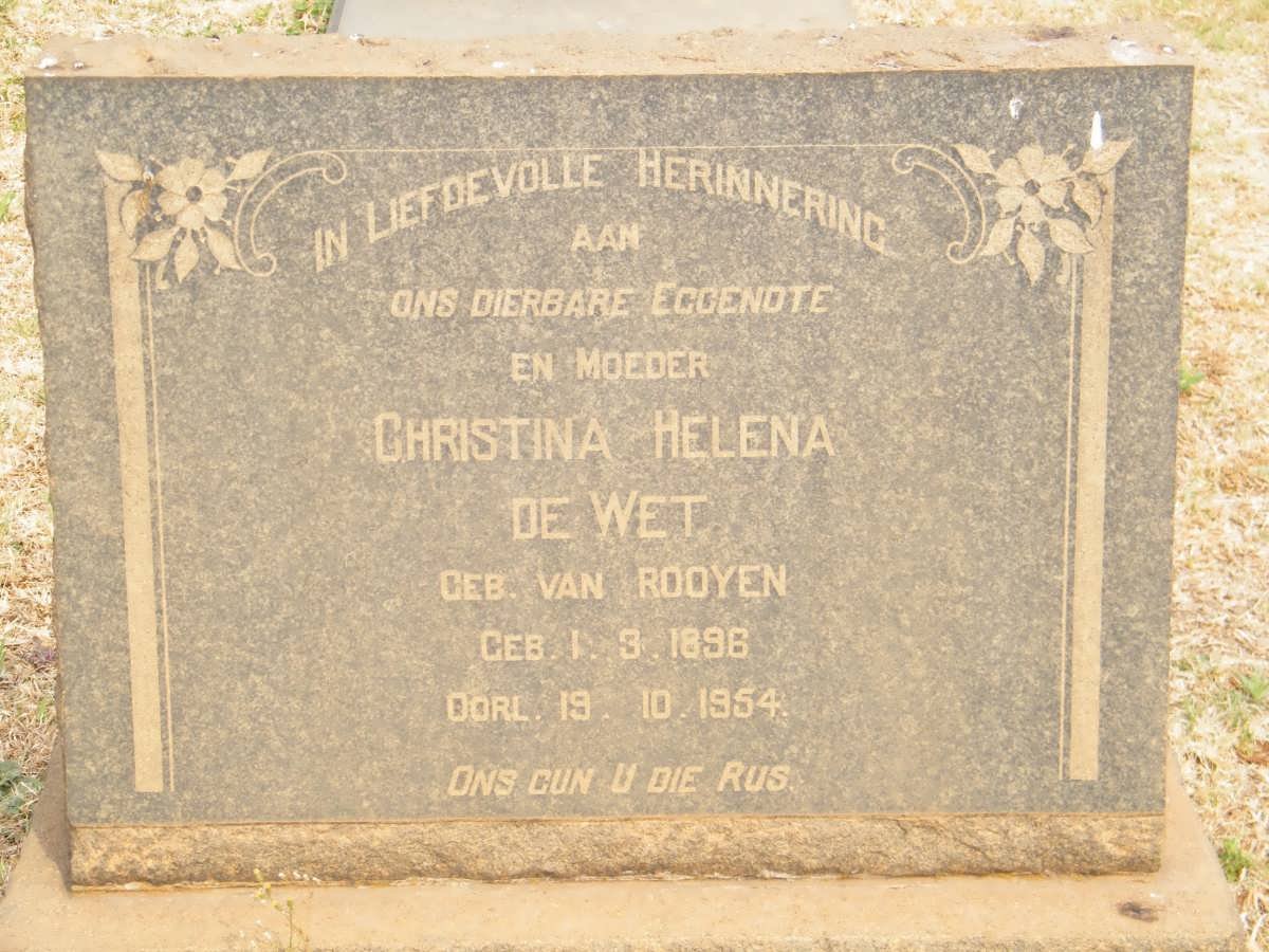 WET Christina Helena, de nee VAN ROOYEN 1896-1954