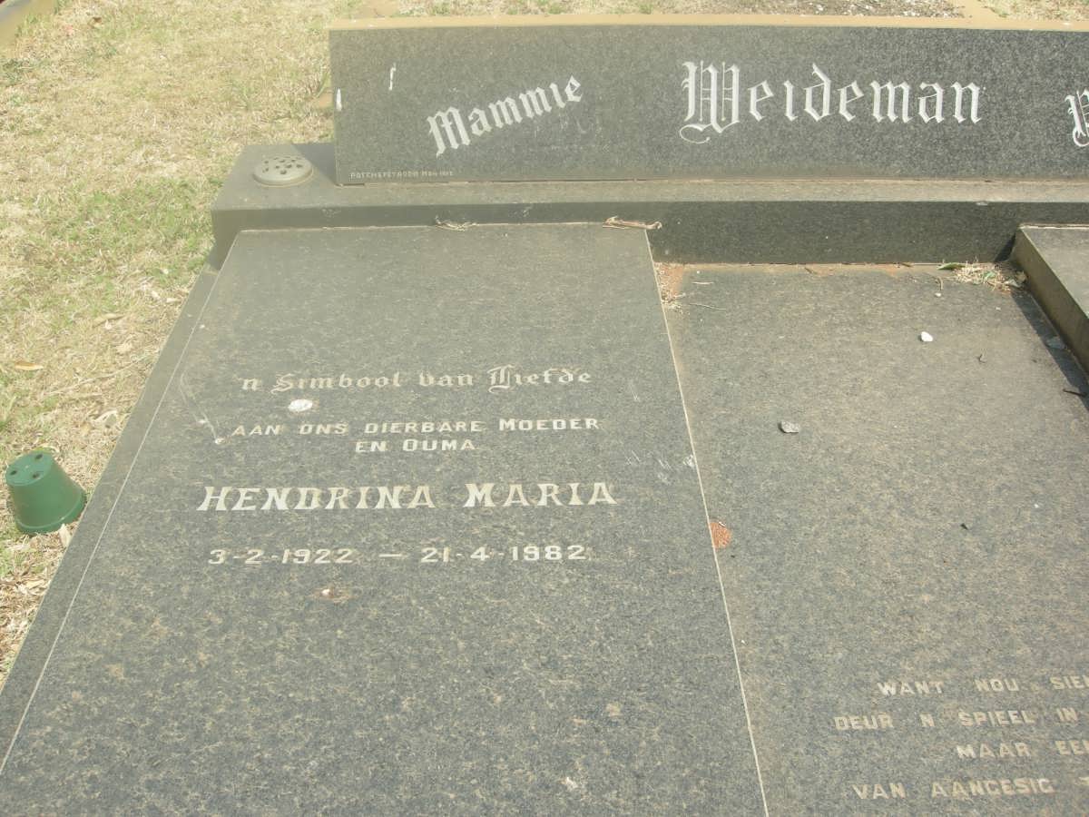WEIDEMAN Hendrina Maria 1922-1982