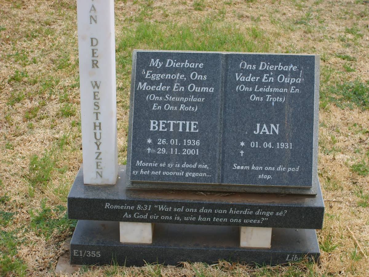 WESTHUYZEN Jan, van der 1931- &amp; Bettie 1936-2001