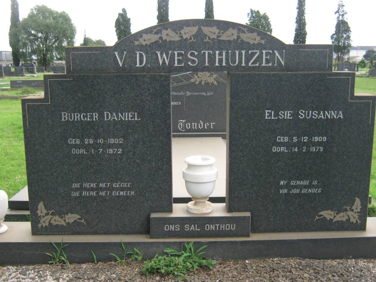 WESTHUIZEN Burger Daniel, v.d. 1902-1972 &amp; Elsie Susanna 1909-1979