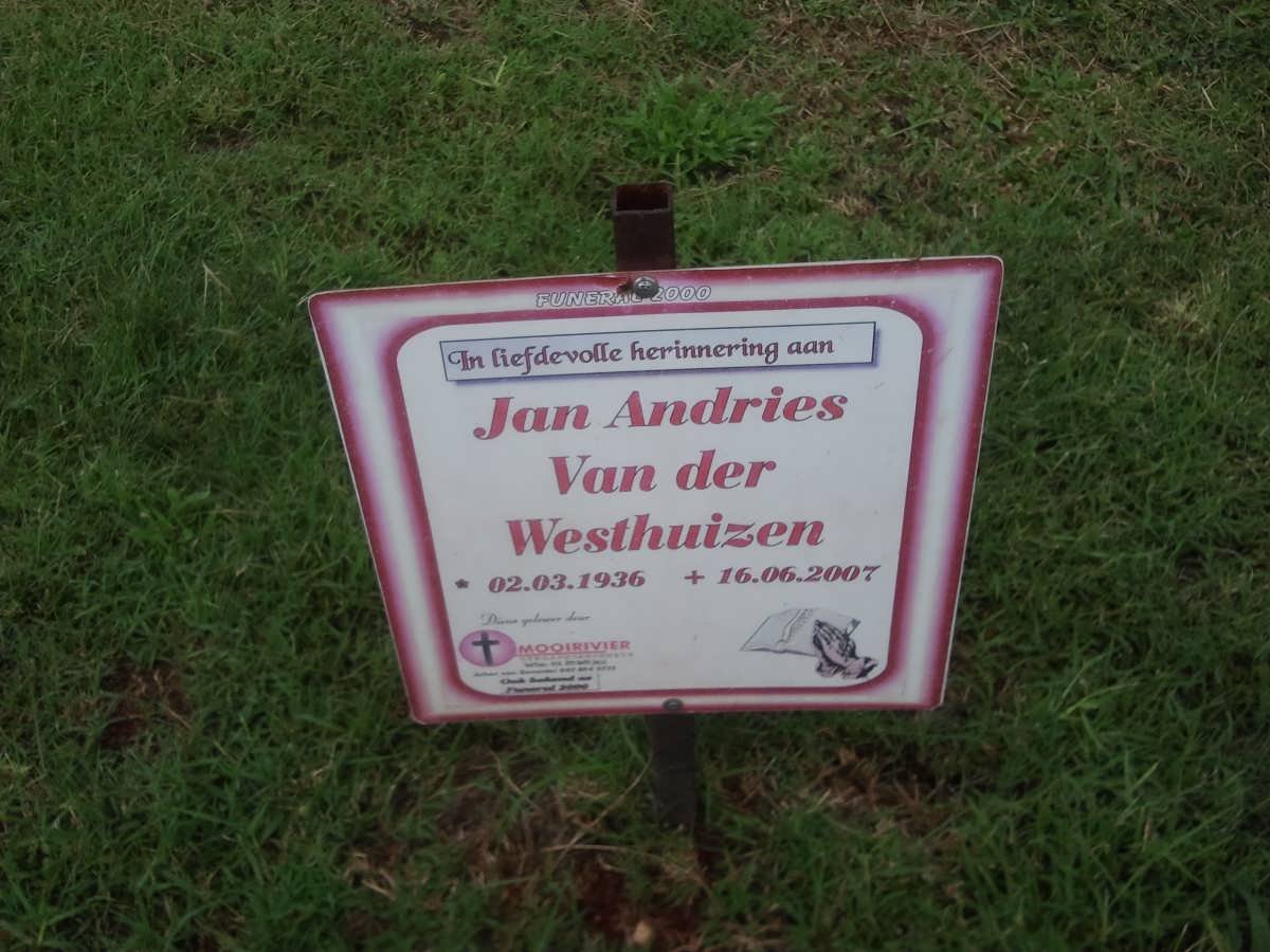 WESTHUIZEN Jan Andries, van der 1936-2007