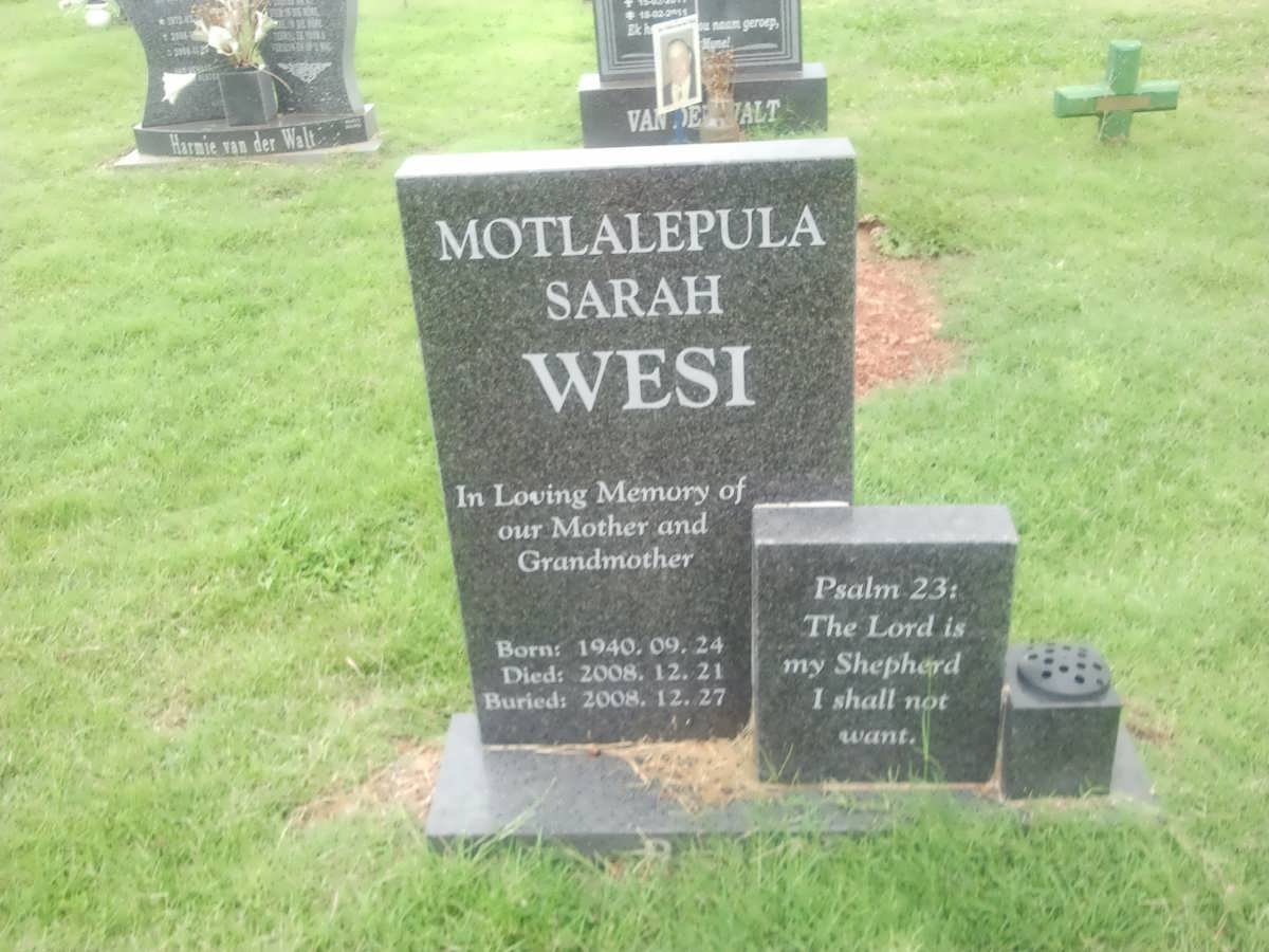 WESI Motlalepula Sarah 1940-2008