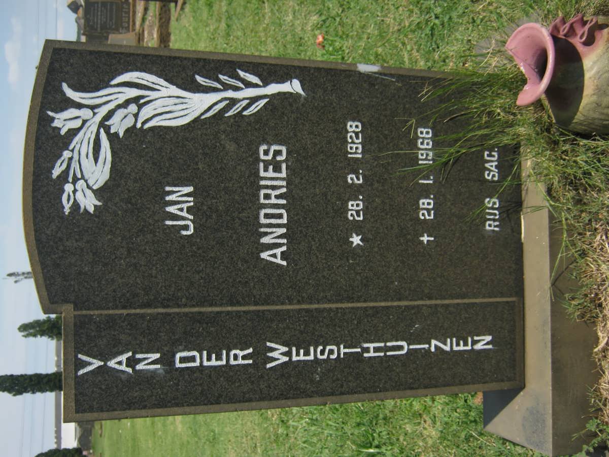 WESTHUIZEN Jan Andries, van der 1928-1968