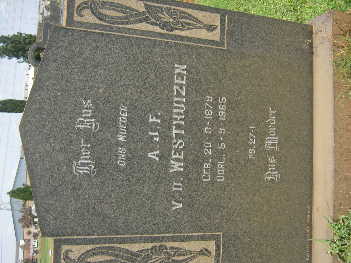 WESTHUIZEN A.J.F., v.d 1879-1965