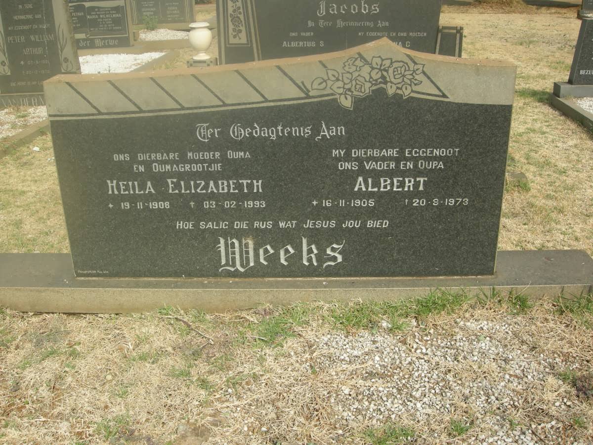 WEEKS Albert 1905-1973 &amp; Heila Elizabeth 1908-1993