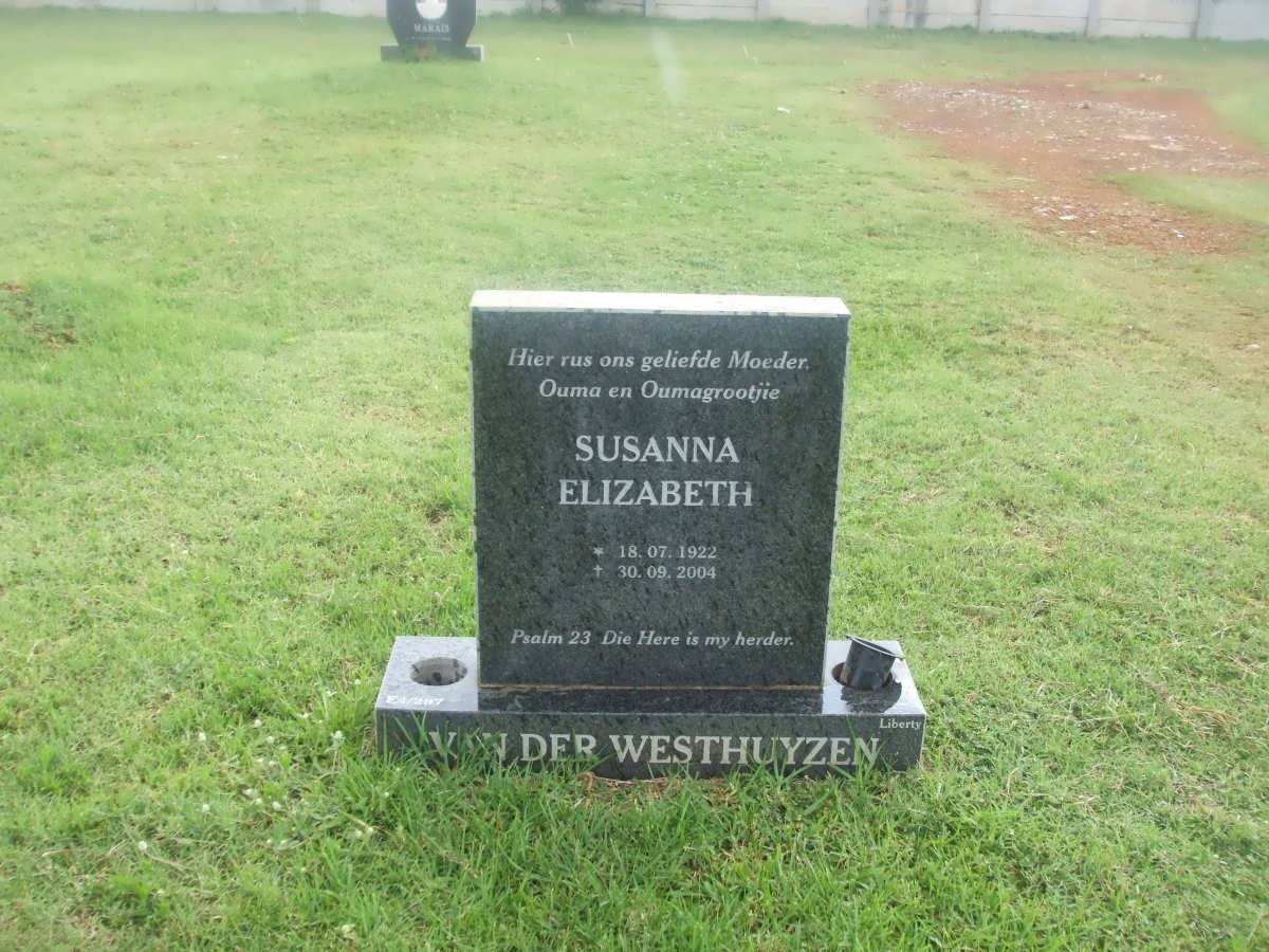 WESTHUIZEN Susanna Elizabeth, van der 1922-2004