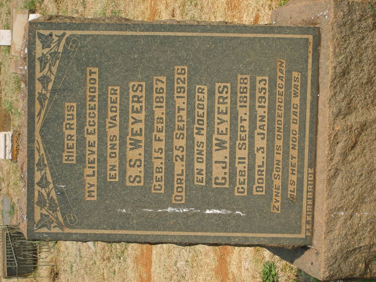 WEYERS S.S. 1867-1926 &amp; C.J. 1868-1953