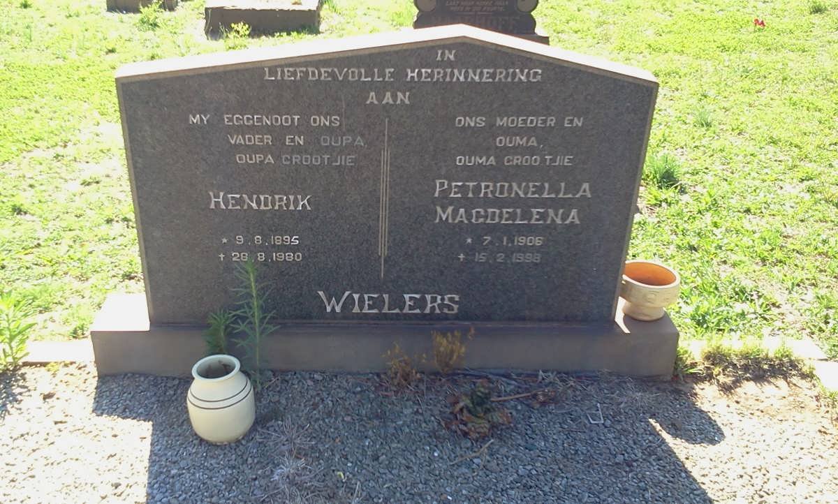 WIELERS Hendrik 1895-1980 &amp; Petronella Magdelena 1906-1998